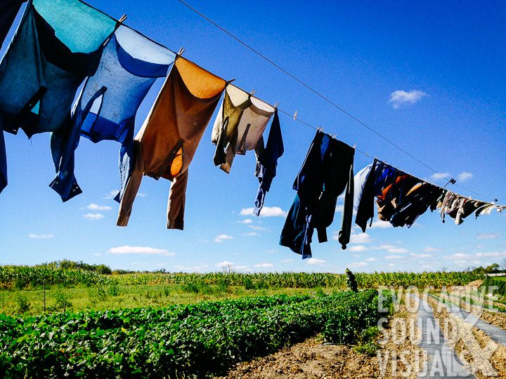 Laundry dries on a clothesline at an Amish farm in north-central Ohio on September 30, 2017. Photo by Richard Alan Hannon