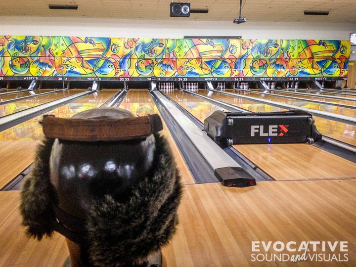 Binaural recording head capturing sounds of a bowling alley, specificlly the Kegel Flex lane maching polishing a lane, in Garden City, Idaho on Tuesday, February 11, 2020. Photo by Richard Alan Hannon
