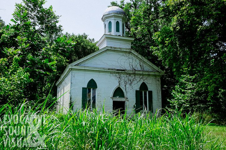 An abandoned baptist church in Rodney, Mississippi, a ghost town on the way to Windsor Ruins. The church was featured in the 2014 James Brown biopic Get On Up. Photo by Richard Alan Hannon