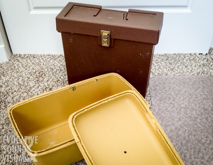 A brown vintage plastic file box are the beginning of my first DIY SASS housing. Photo by Richard Alan Hannon