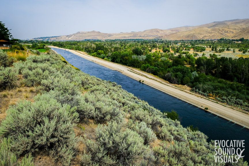 The New York Canal, as seen from above at Barber Observation Point, flows west toward Boise and beyond on Thursday, August 27, 2020. Photo by Richard Alan Hannon