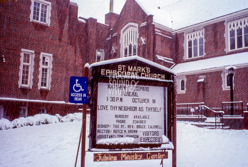 St. Mark's Episcopal Church in Casper, Wyo. on Friday, October 16, 1998 prior to Matthew Shepard's funeral. Photo by Richard Alan Hannon