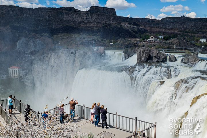 Spectators look out over a rushing Shoshone Falls in Idaho on May 2, 2018. Photo by Richard Alan Hannon