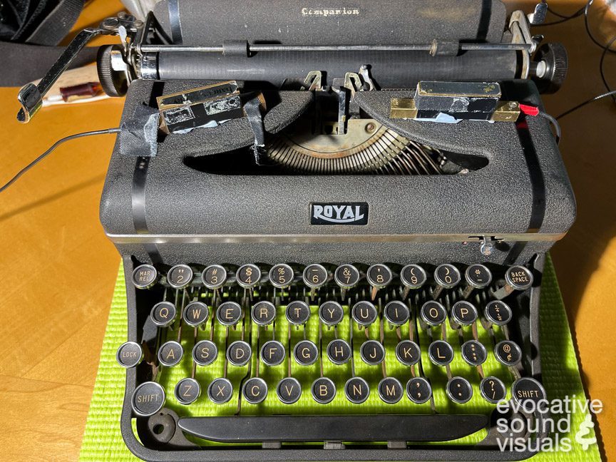 Recording the sound of a 1941 Royal Companion portable typewriter. Photo by Richard Alan Hannon