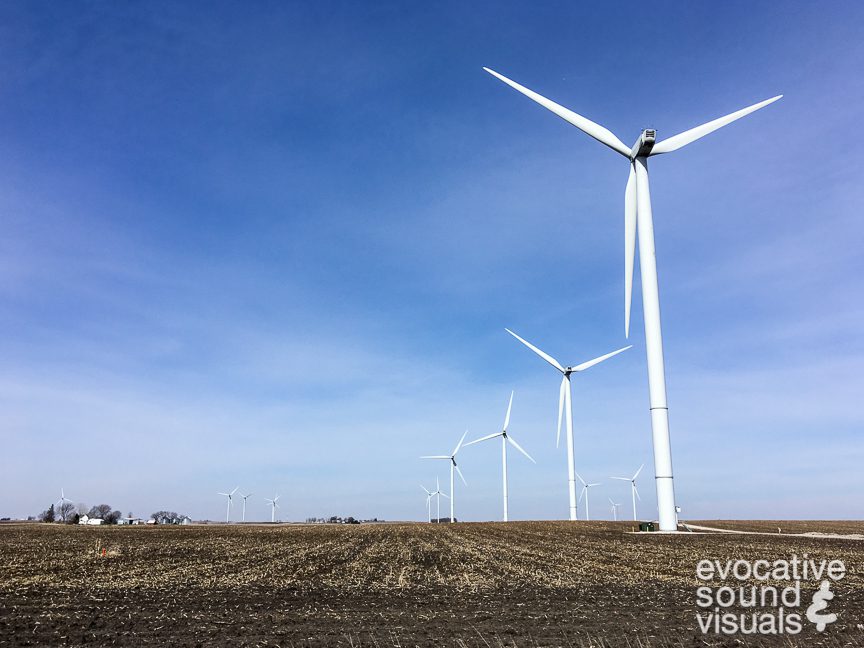 Sound recording of the Rippey Wind Farm south of Grand Junction, Iowa on April 26, 2018.. Photo by Denise Porter