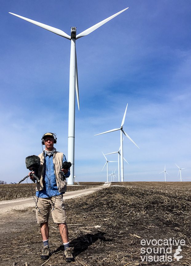 Sound recording of the Rippey Wind Farm south of Grand Junction, Iowa on April 26, 2018.. Photo by Denise Porter